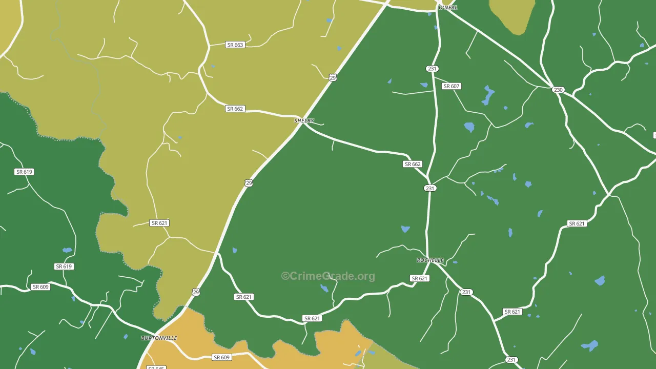 Rochelle, VA Map of Theft Rates