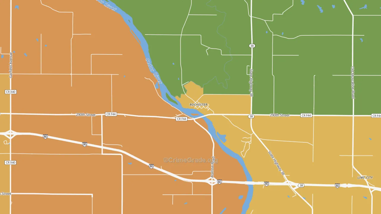 Rochester, IA Map of Theft Rates