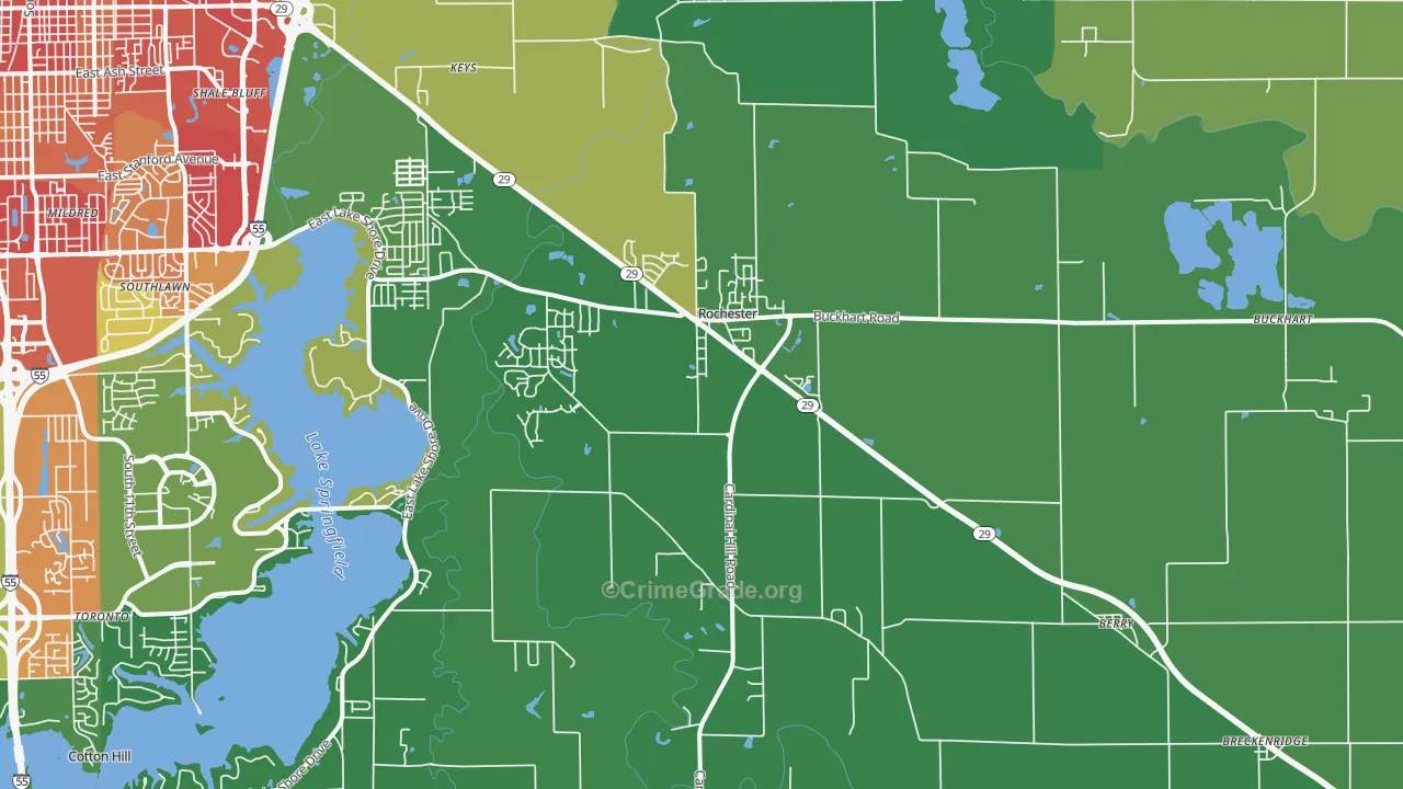Rochester, IL Map of Theft Rates