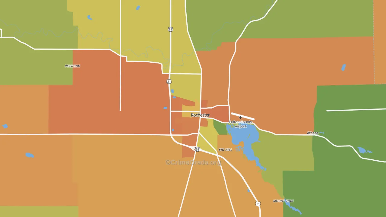Rochester, IN Map of Theft Rates