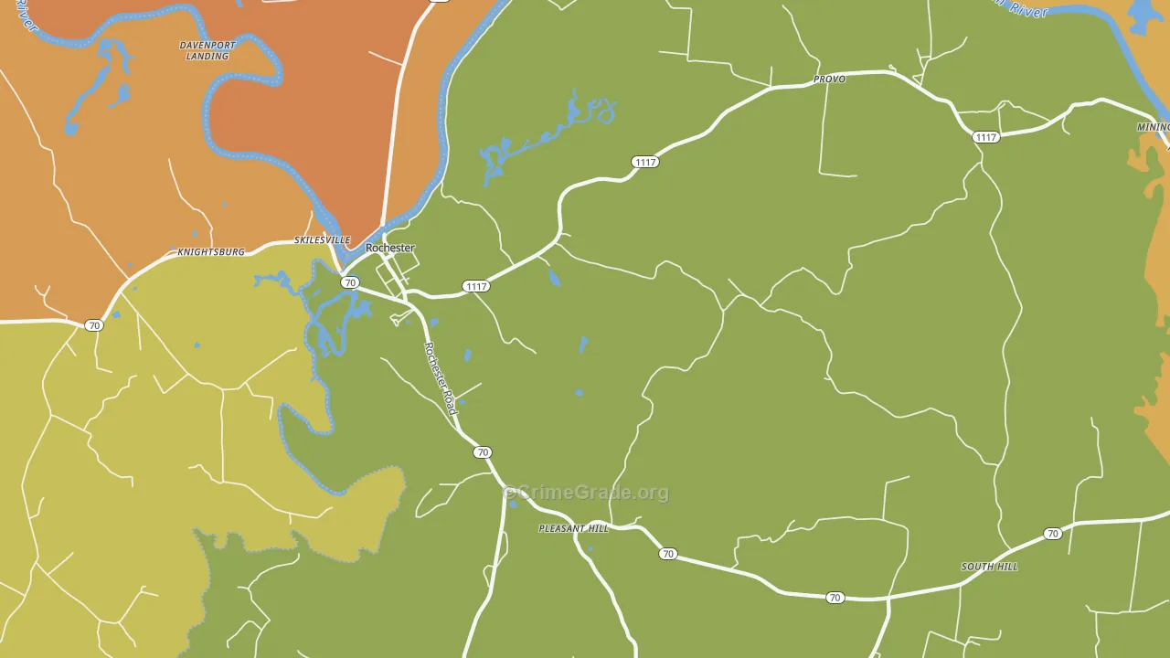 Rochester, KY Map of Theft Rates