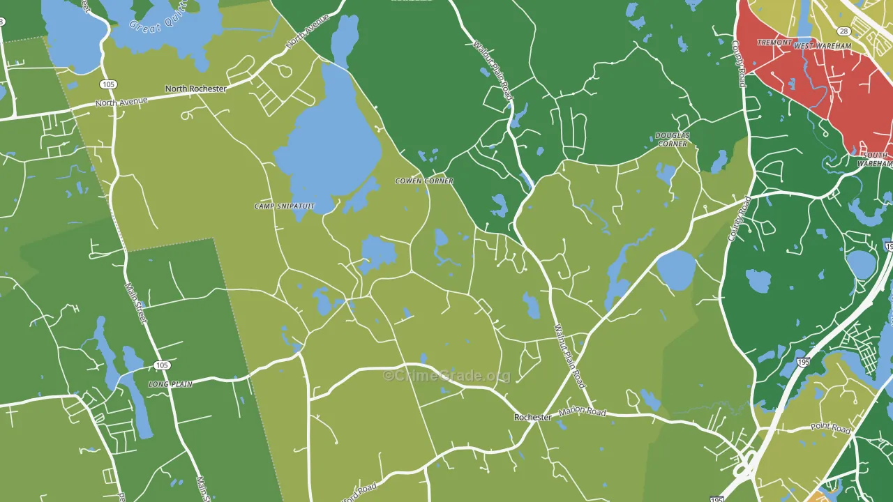 Rochester, MA Map of Theft Rates
