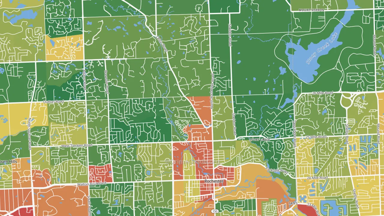 Rochester, MI Map of Theft Rates