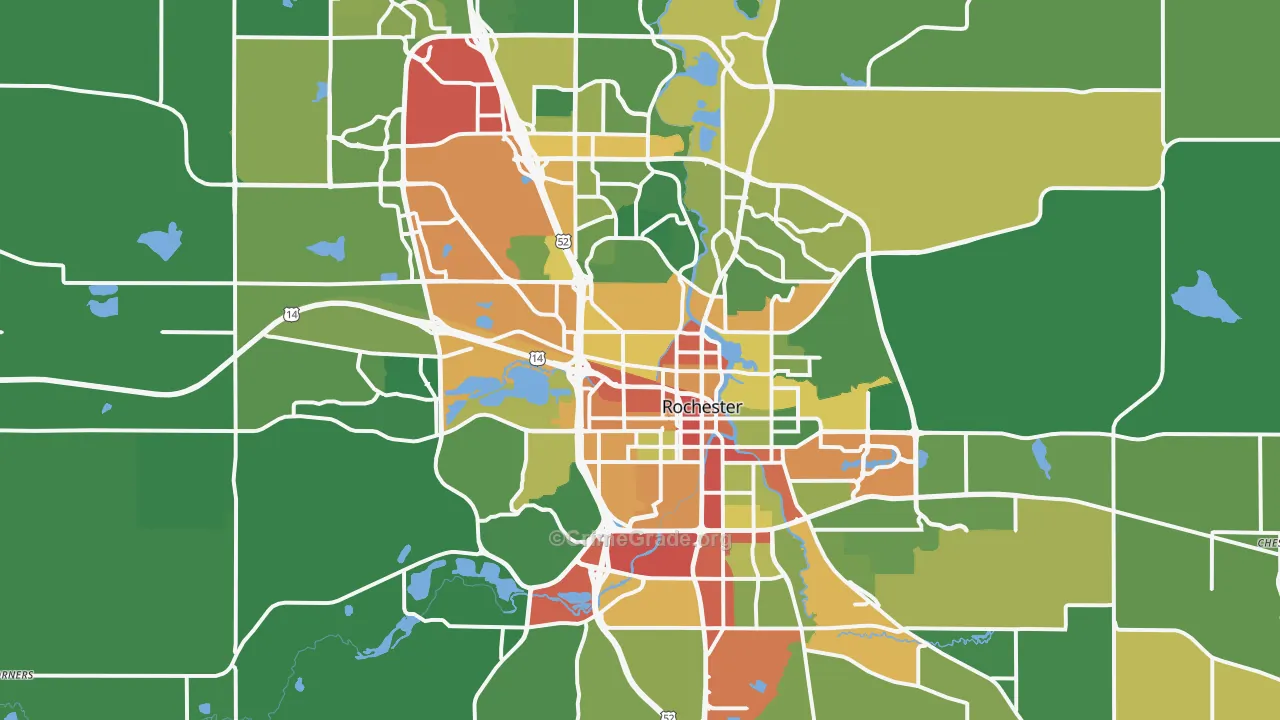 Rochester, MN Map of Theft Rates