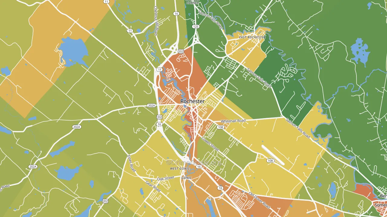 Rochester, NH Map of Theft Rates