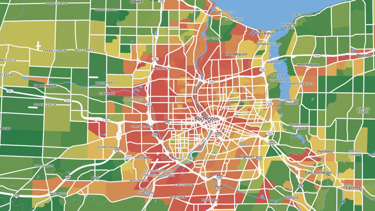 Rochester, NY Map of Theft Rates