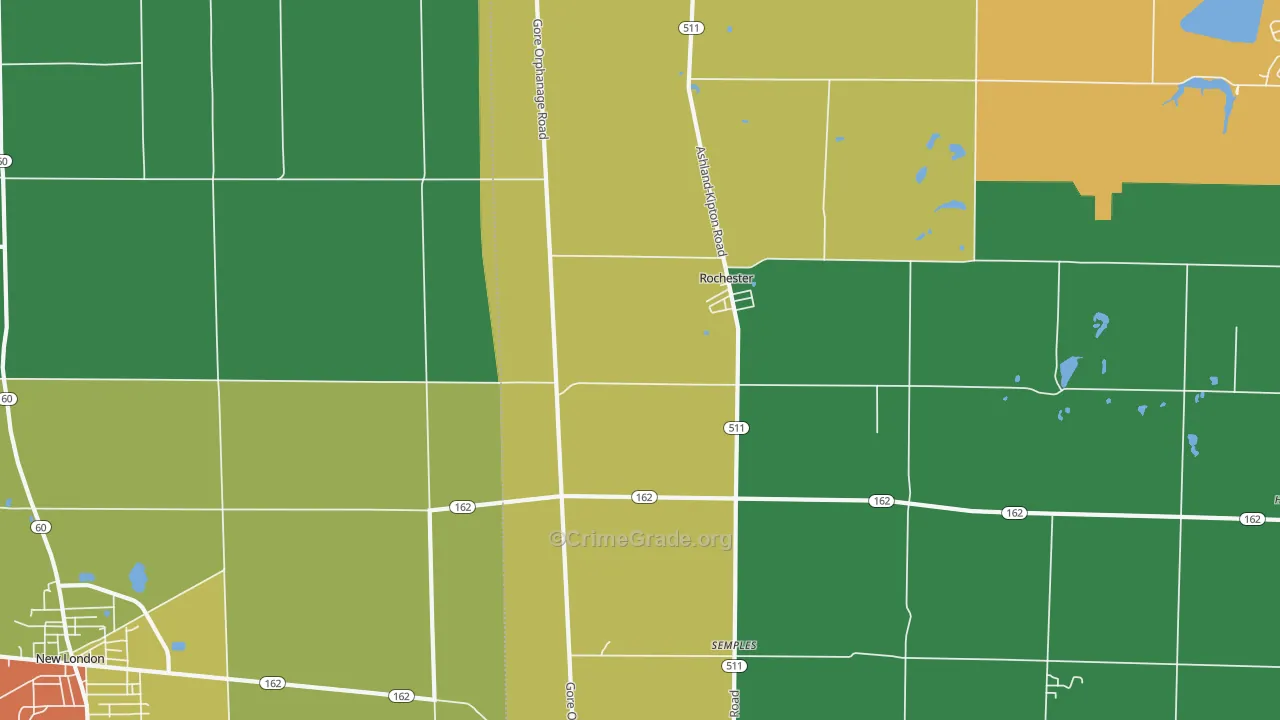 Rochester, OH Map of Theft Rates