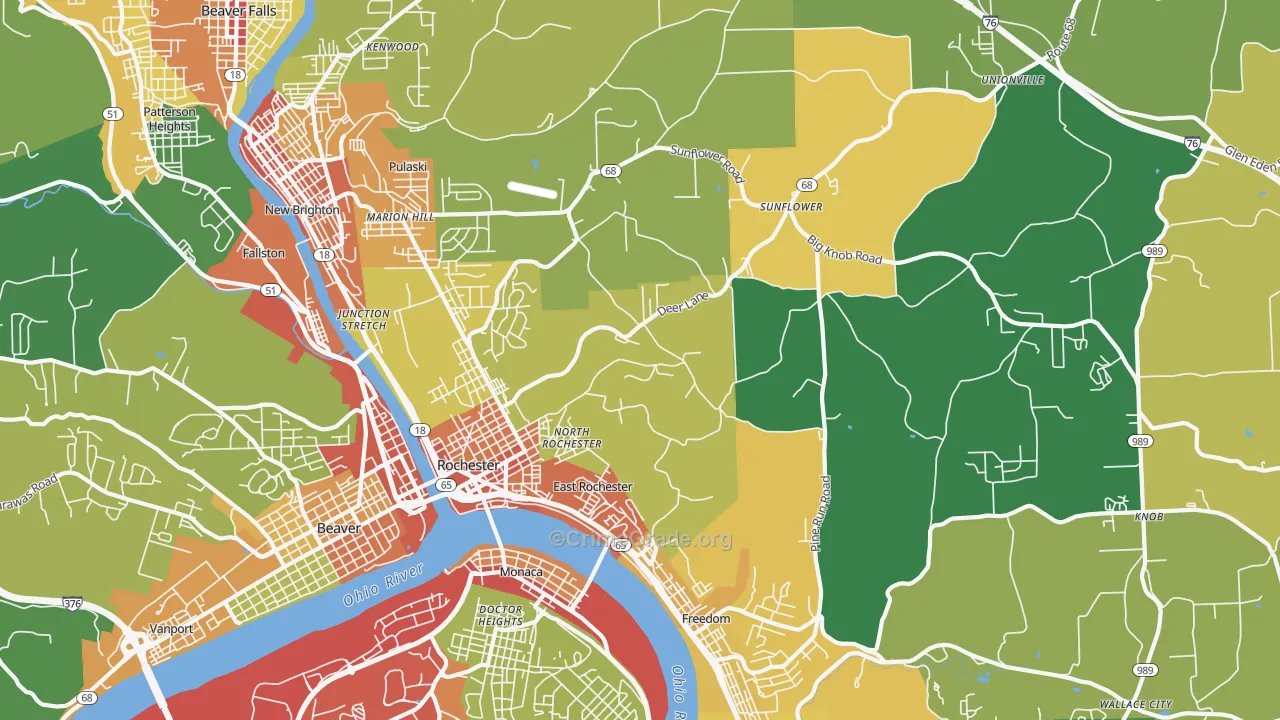 Rochester, PA Map of Theft Rates