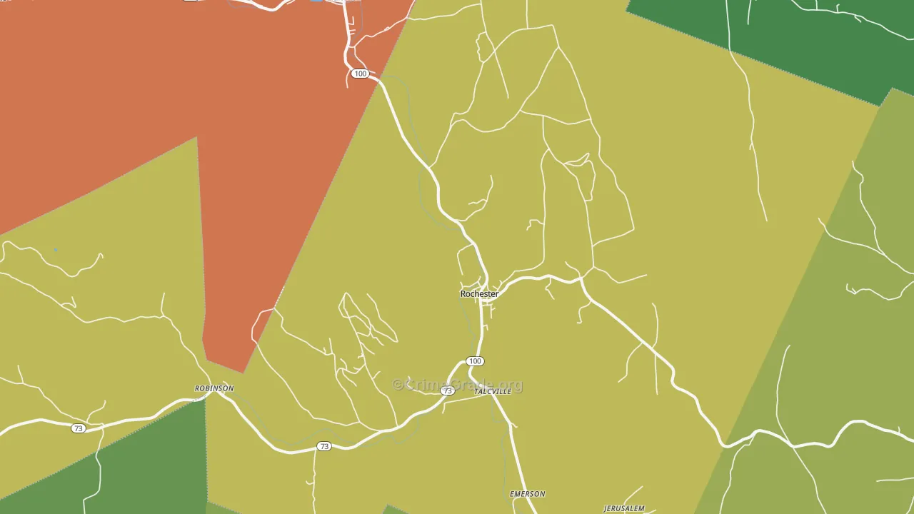 Rochester, VT Map of Theft Rates
