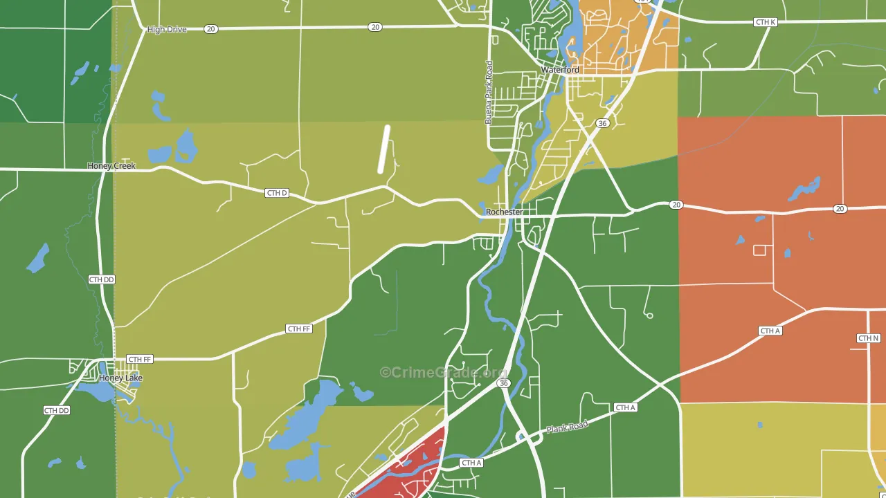Rochester, WI Map of Theft Rates