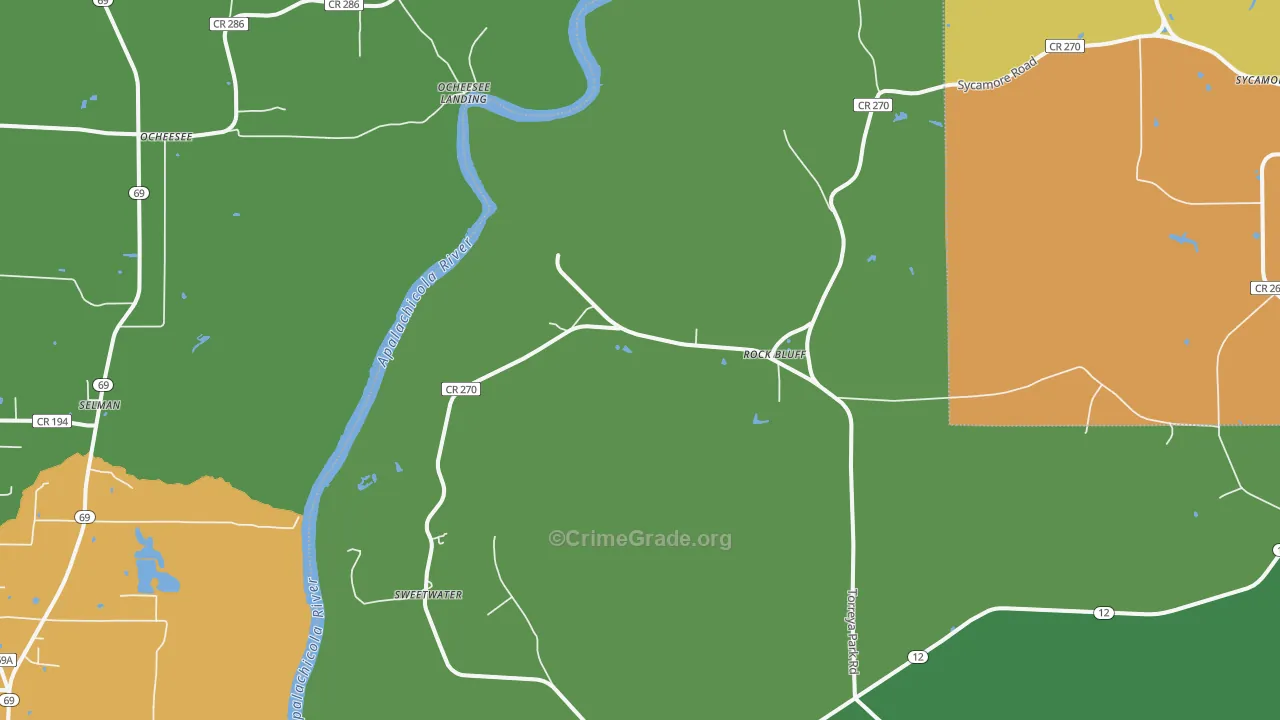 Rock Bluff, FL Map of Theft Rates