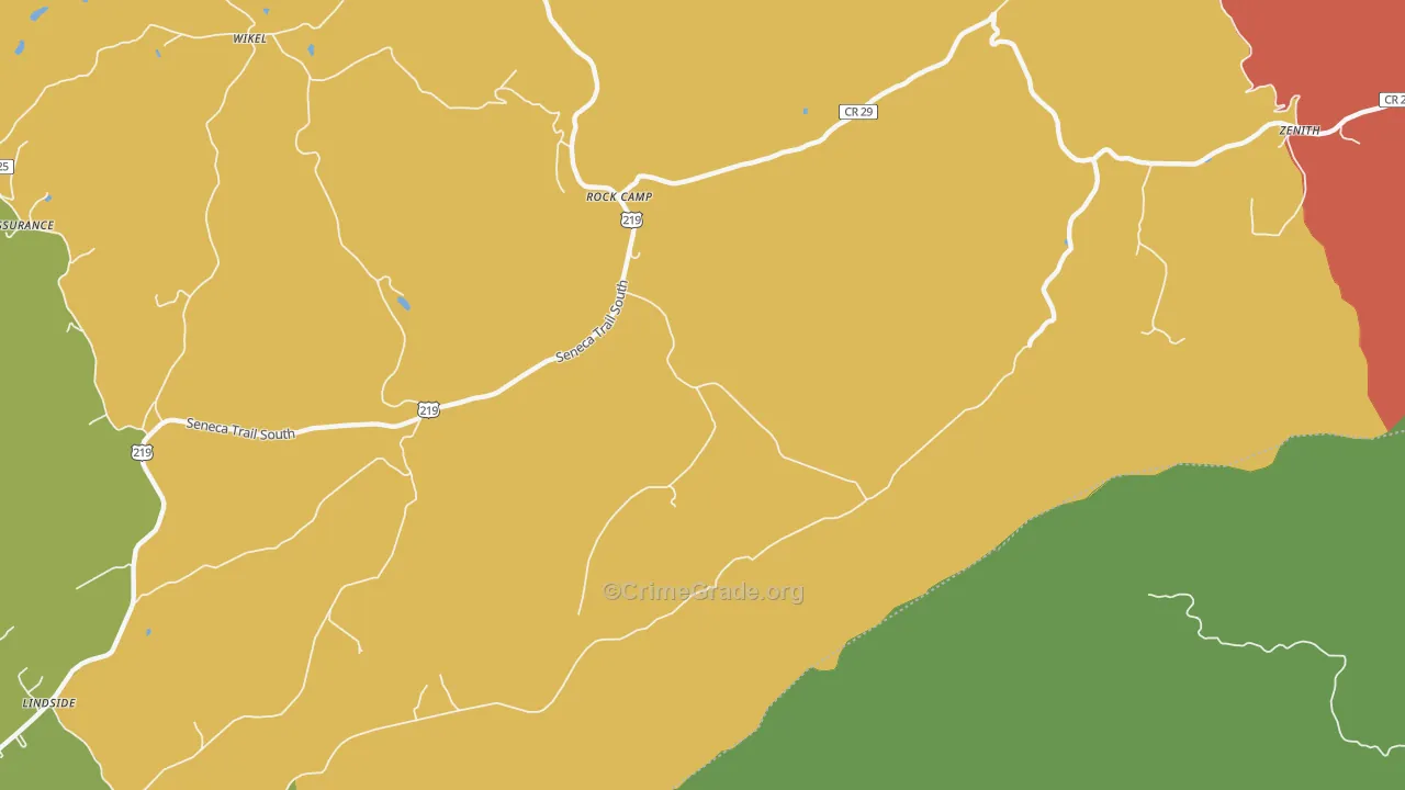 Rock Camp, WV Map of Theft Rates