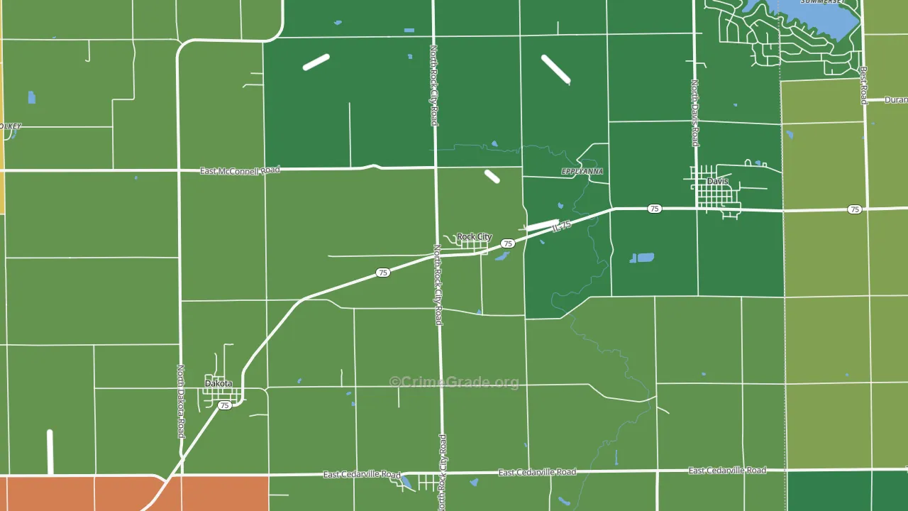Rock City, IL Map of Theft Rates