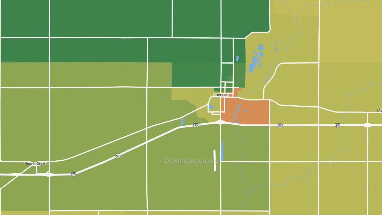 Rock County, MN Map of Theft Rates