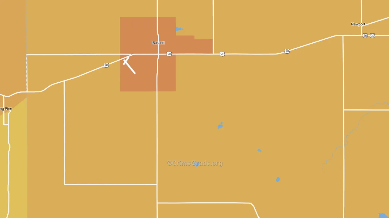 Rock County, NE Map of Theft Rates