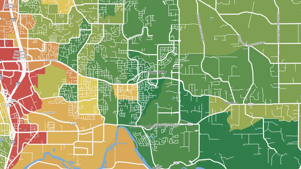Rock Creek, Clackamas, OR Map of Theft Rates