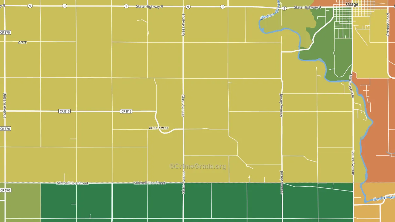 Rock Creek, IA Map of Theft Rates