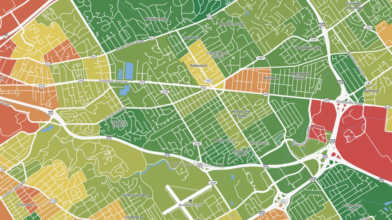 Rock Creek Lexington Road, Louisville, KY Map of Theft Rates