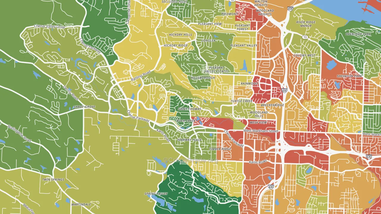 Rock Creek, Little Rock, AR Map of Theft Rates
