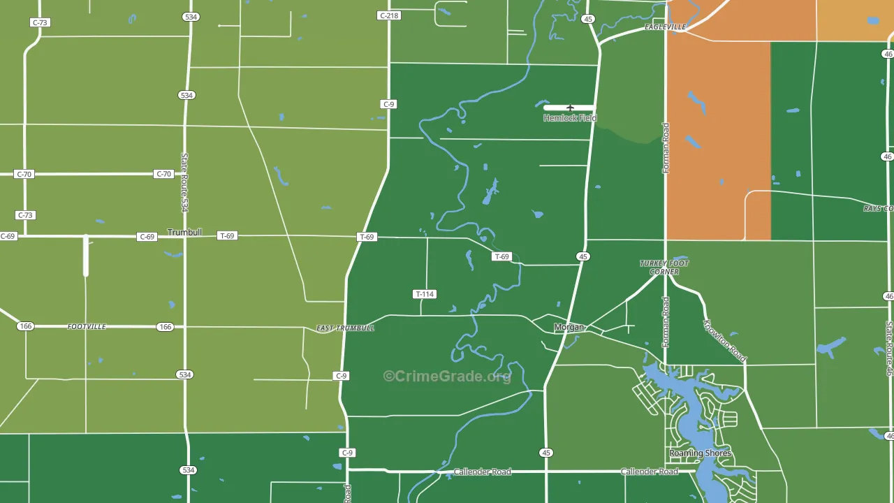 Rock Creek, OH Map of Theft Rates