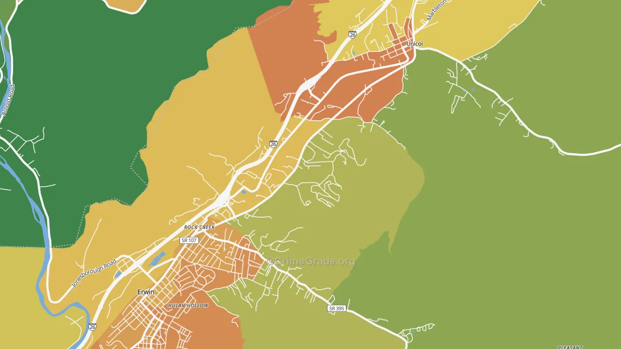Rock Creek, TN Map of Theft Rates