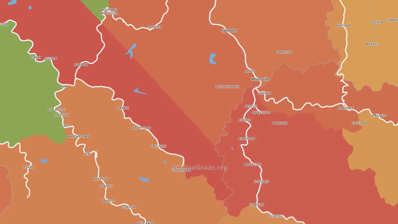 Rock Creek, WV Map of Theft Rates