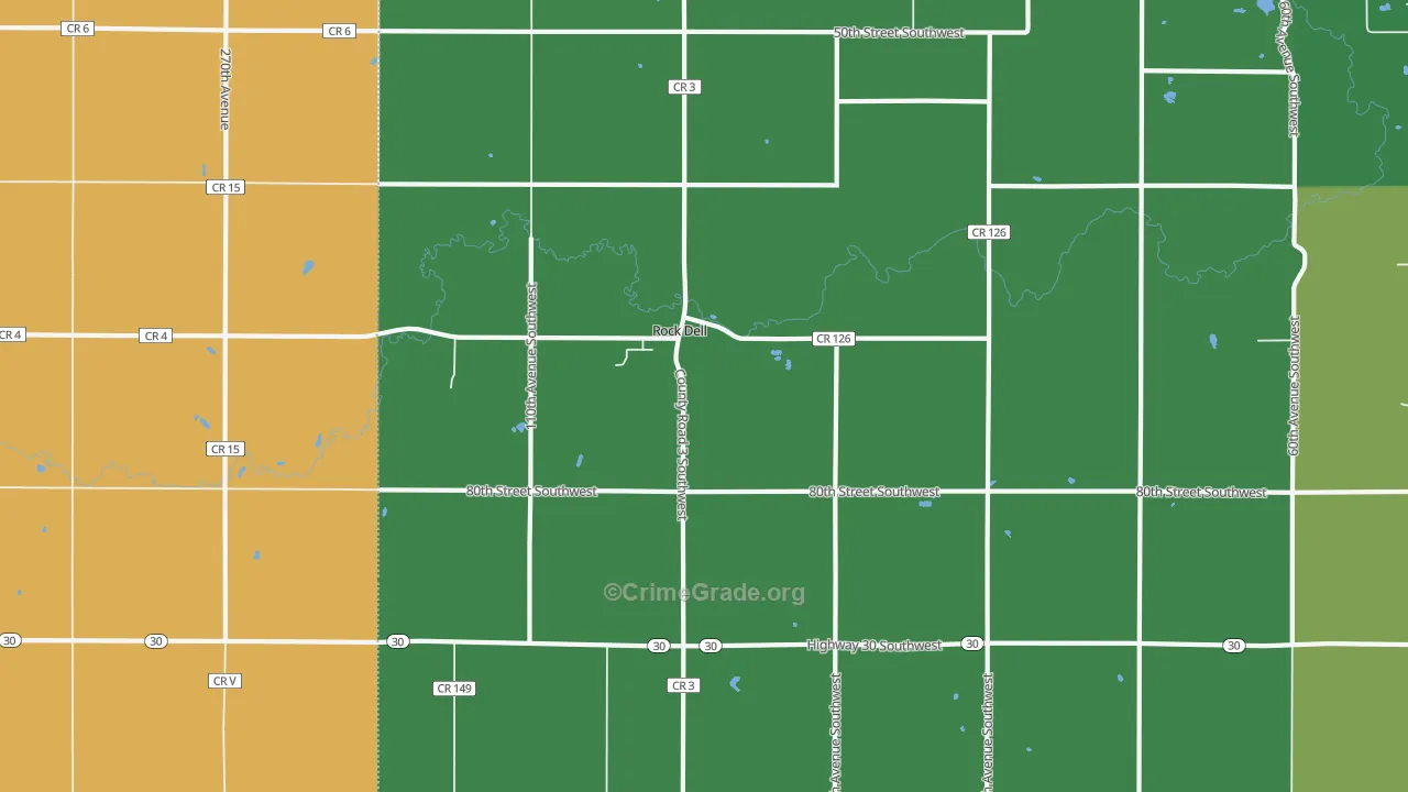 Rock Dell, MN Map of Theft Rates