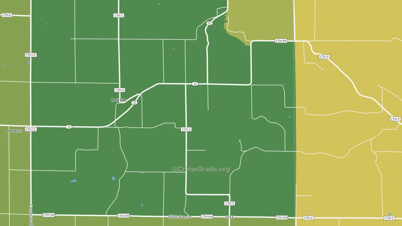 Rock Elm, WI Map of Theft Rates