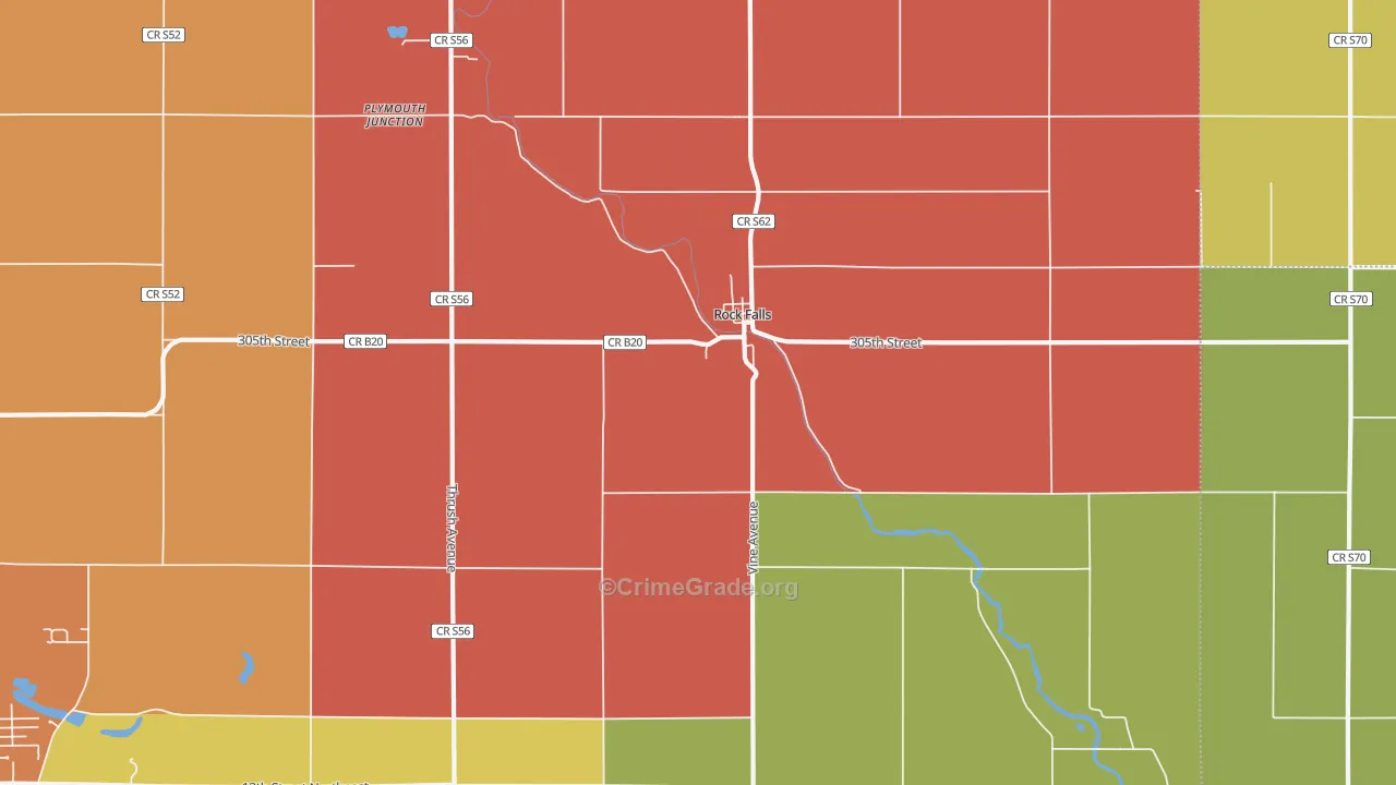 Rock Falls, IA Map of Theft Rates