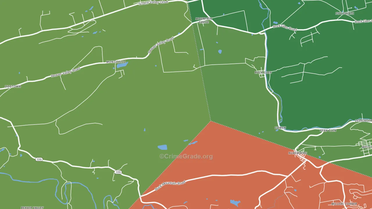 Rock Glen, PA Map of Theft Rates