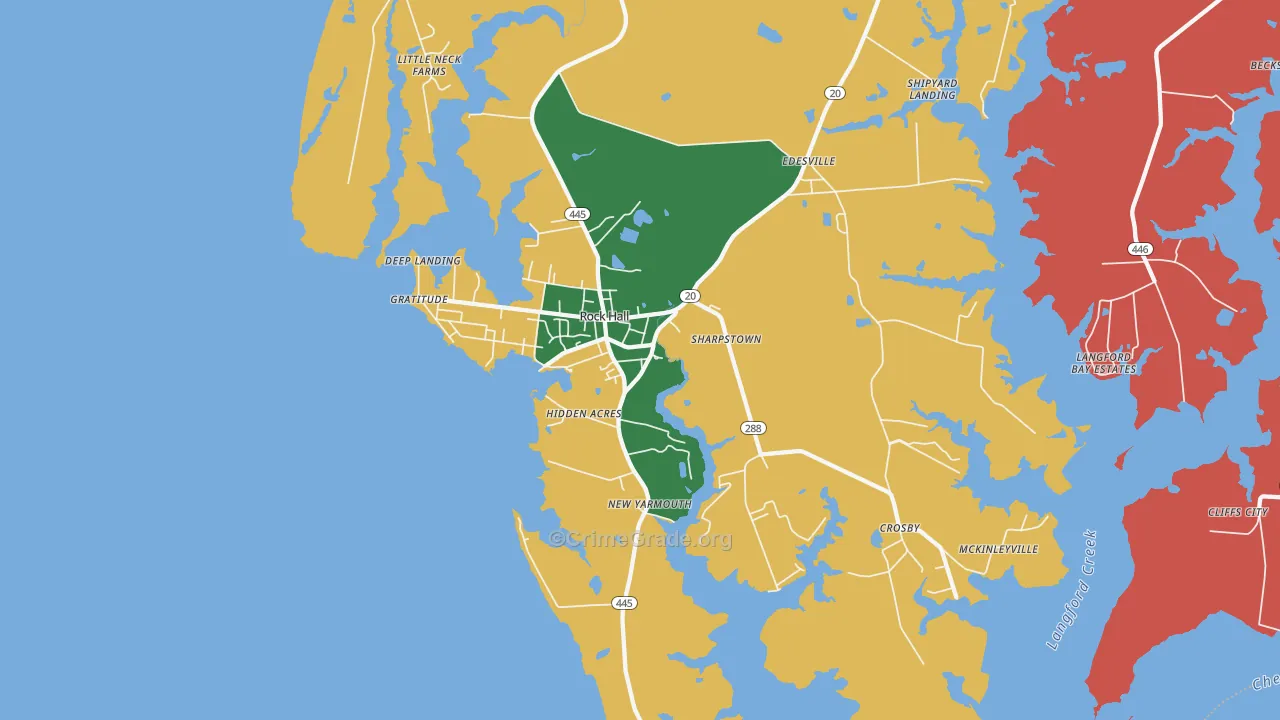 Rock Hall, MD Map of Theft Rates