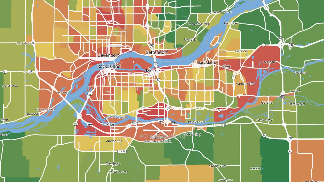 Rock Island County, IL Map of Theft Rates