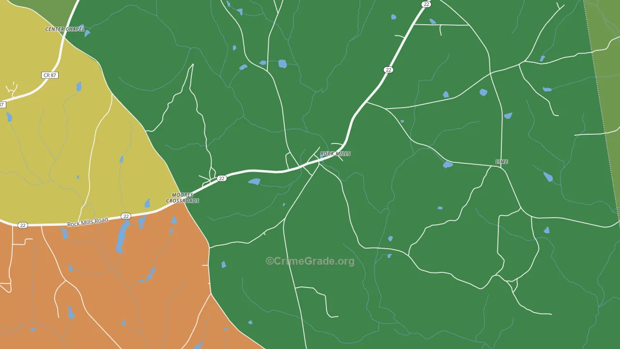 Rock Mills, AL Map of Theft Rates