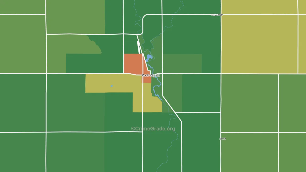Rock Rapids, IA Map of Theft Rates