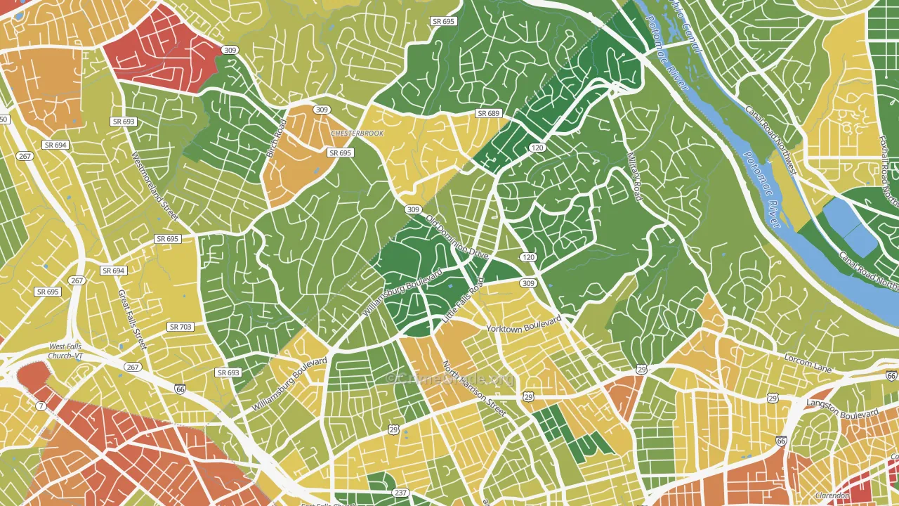 Rock Spring, Arlington, VA Map of Theft Rates