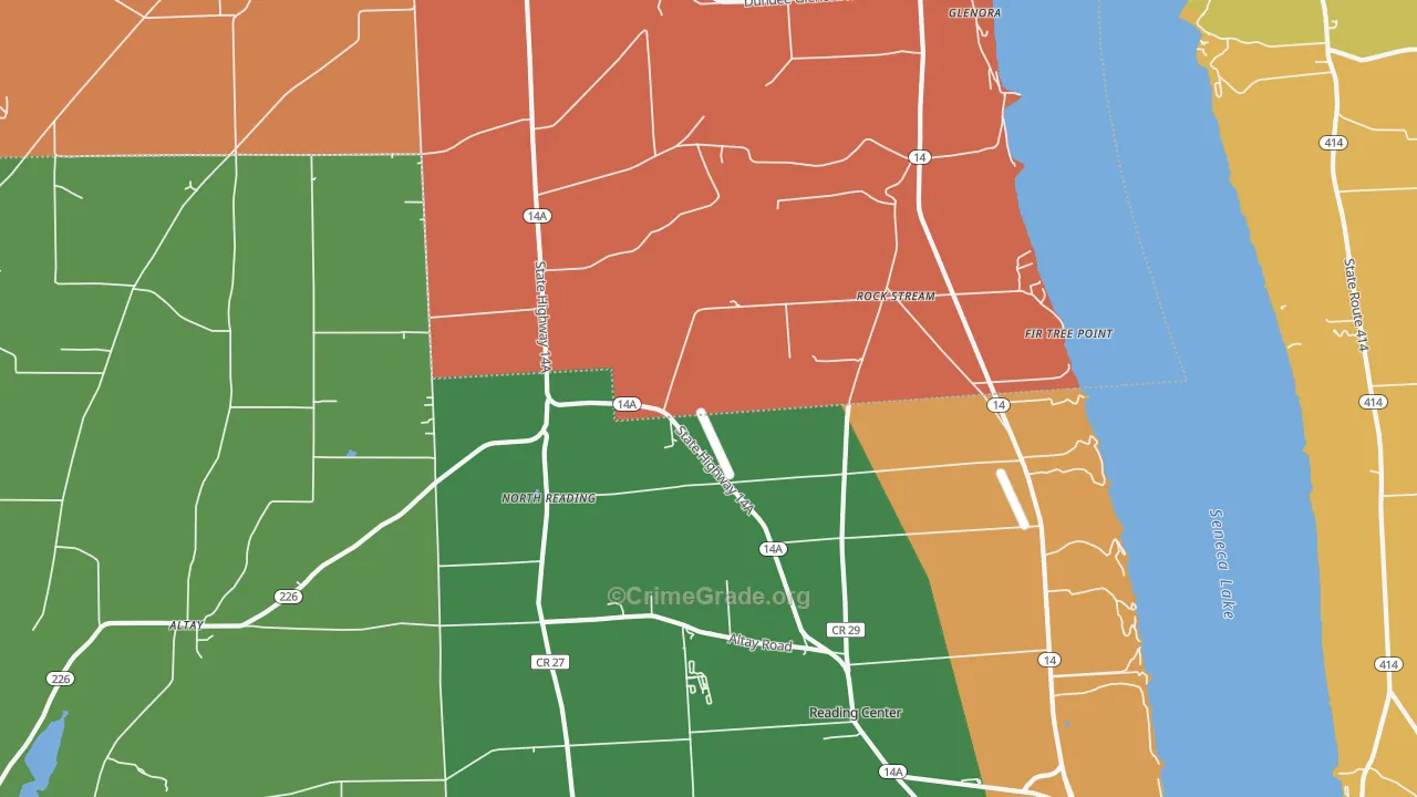 Rock Stream, NY Map of Theft Rates