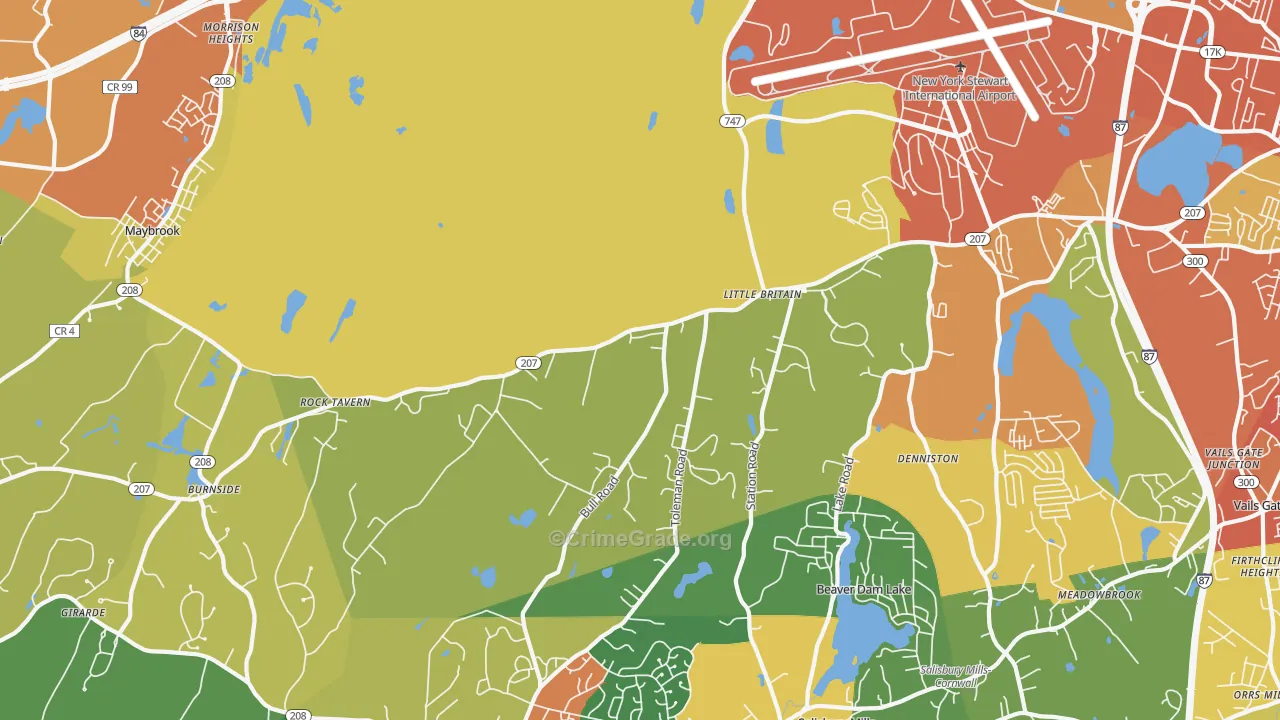 Rock Tavern, NY Map of Theft Rates