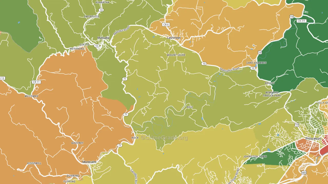 Rock, WV Map of Theft Rates