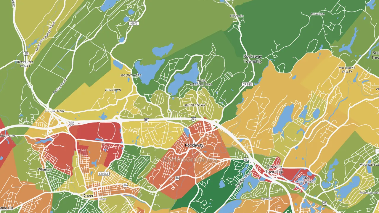 Rockaway, NJ Map of Theft Rates