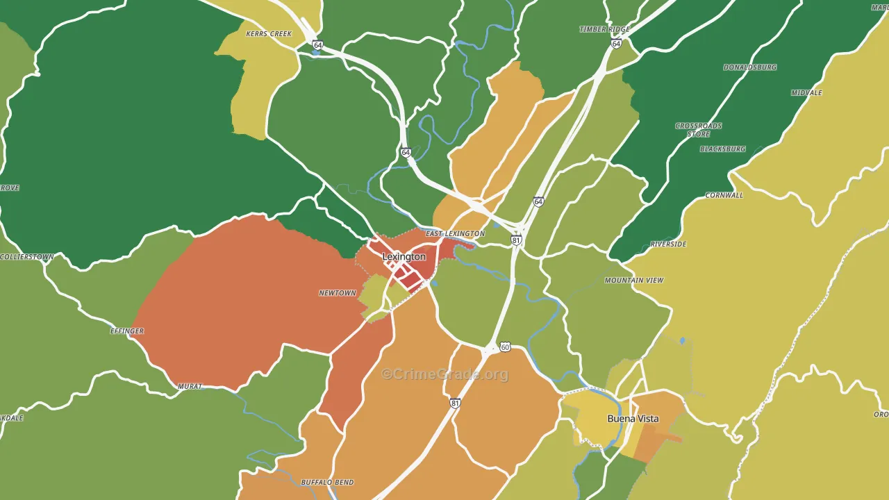 Rockbridge County, VA Map of Theft Rates