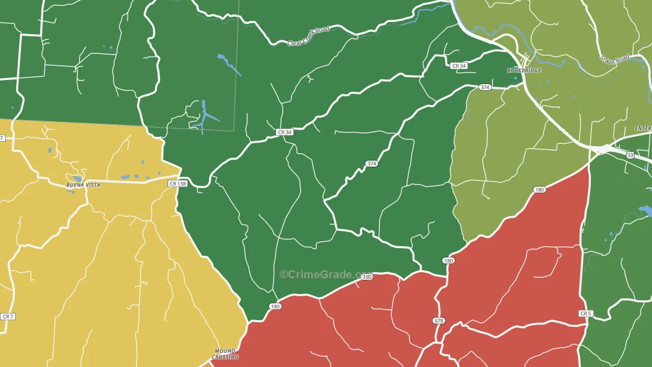 Rockbridge, OH Map of Theft Rates