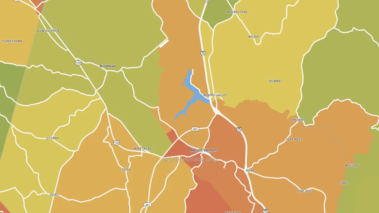 Rockcastle County, KY Map of Theft Rates