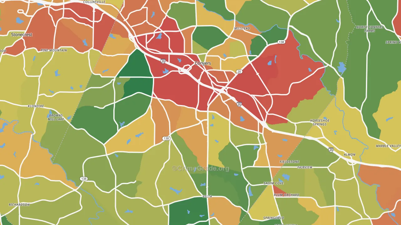 Rockdale County, GA Map of Theft Rates