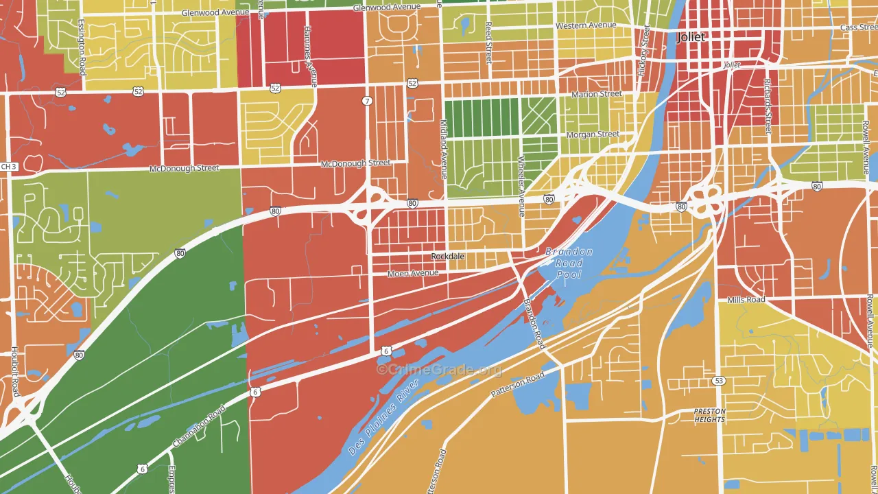 Rockdale, IL Map of Theft Rates