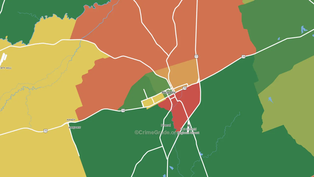 Rockdale, TX Map of Theft Rates
