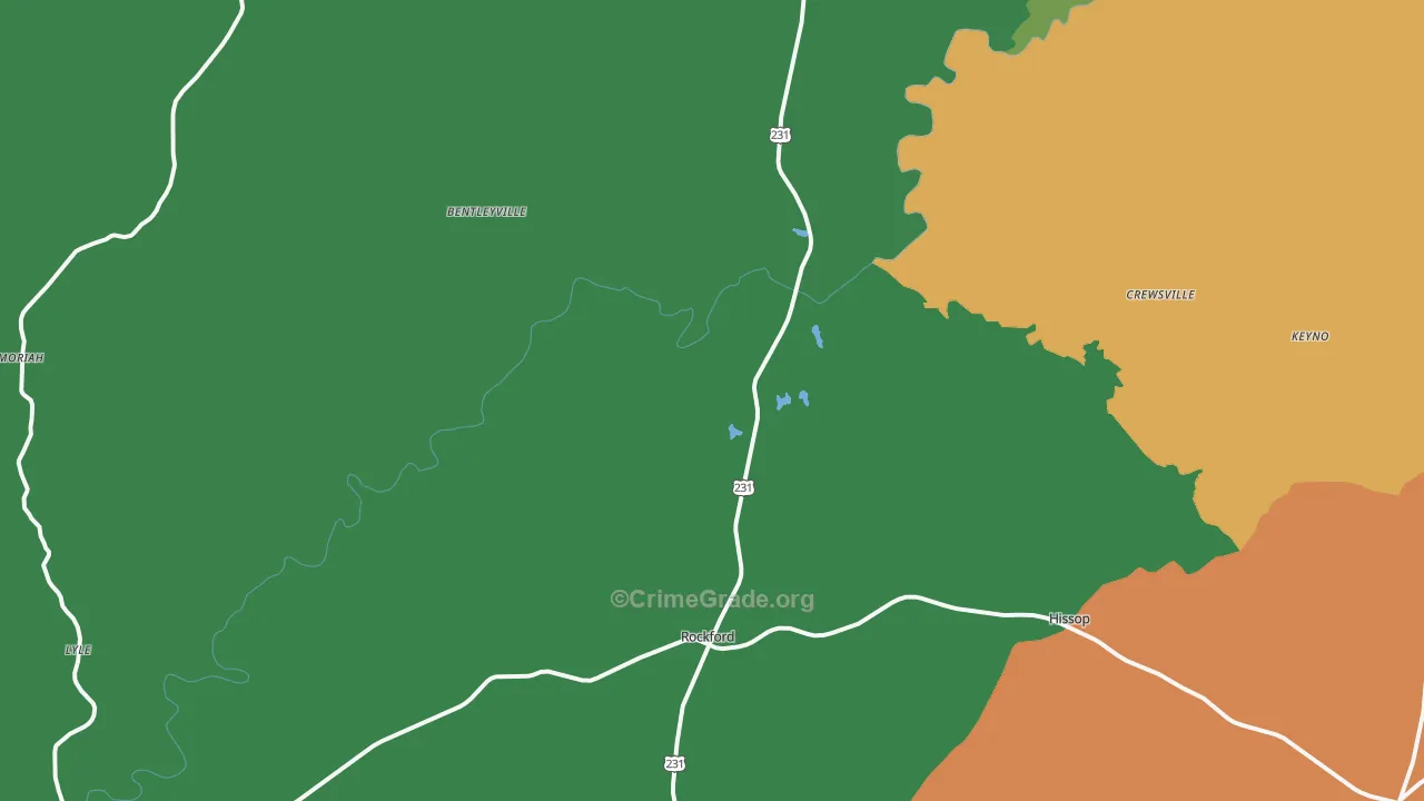 Rockford, AL Map of Theft Rates