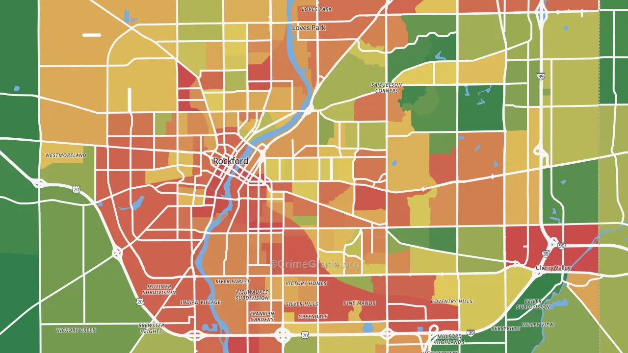 Rockford, IL Map of Theft Rates