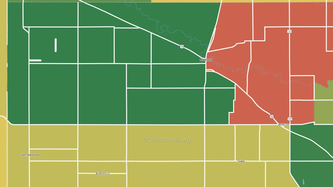 Rockford, OH Map of Theft Rates