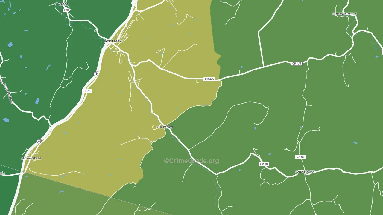 Rockford, WV Map of Theft Rates