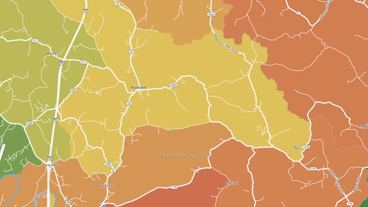 Rockholds, KY Map of Theft Rates